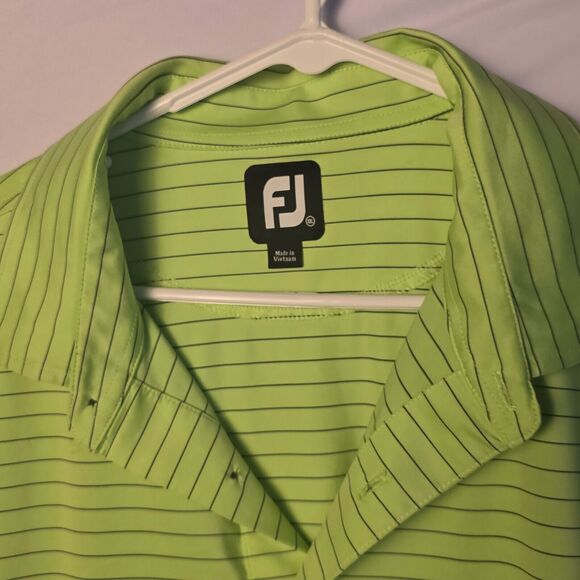 Footjoy FJ Performance‎ Golf Polo Shirt XXL - Green Striped, Breathable - Picture 3 of 11